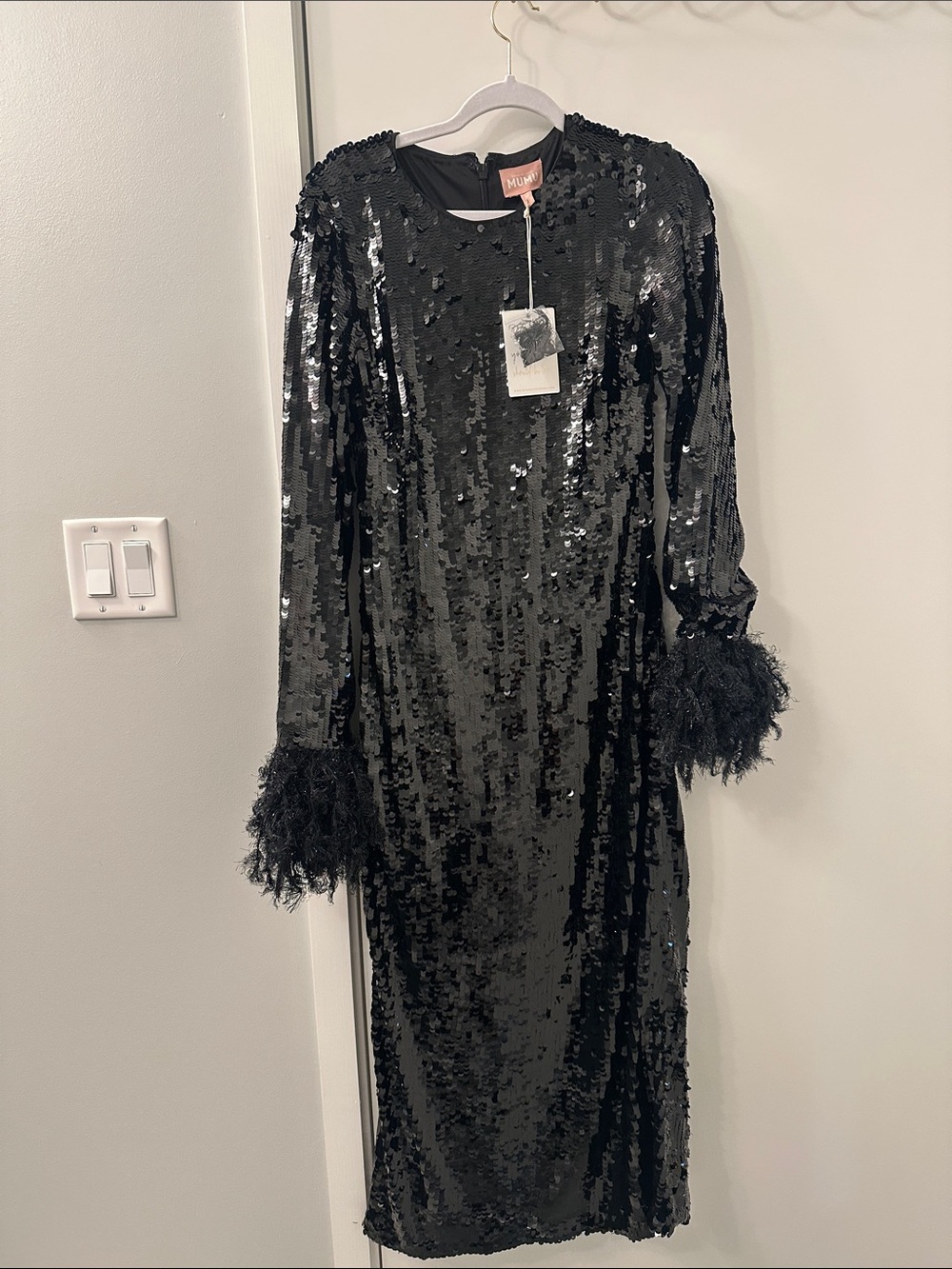 Show Me Your MuMu Sequin Long Sleeve Black Evening Dress - Picture 3 of 3
